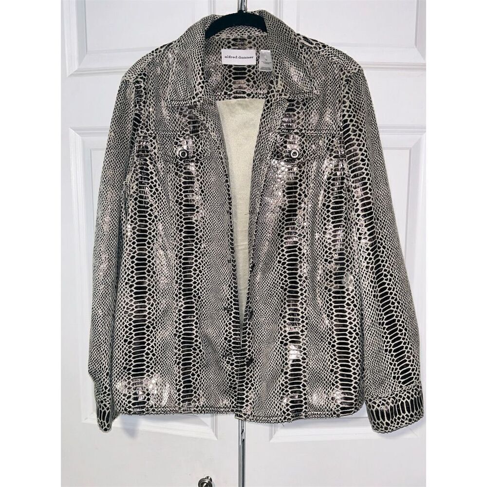 Alfred Dunner Women's Faux Snakeskin Jacket Gray Size 12